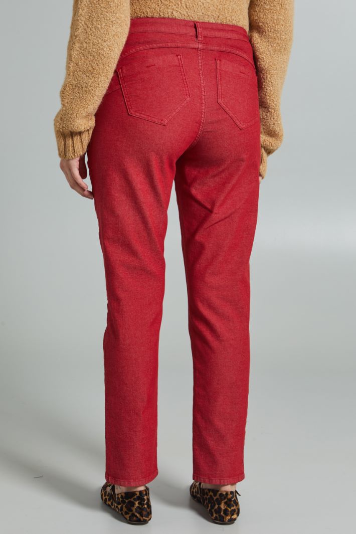 Pantaloni in bull stretch - ROSSO - Fashion Market - 4
