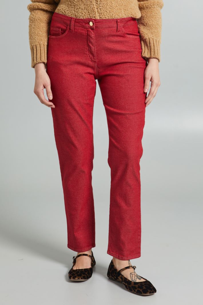 Pantaloni in bull stretch - ROSSO - Fashion Market - 2
