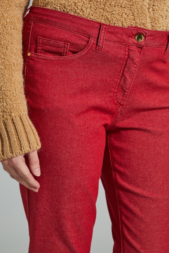 Pantaloni in bull stretch - ROSSO - Fashion Market - 3