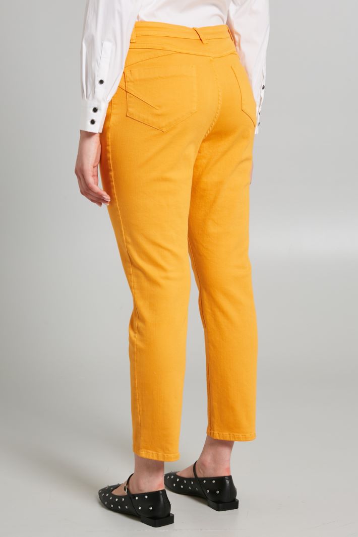 Pantaloni slim in drill - ARANCIONE - Fashion Market - 4