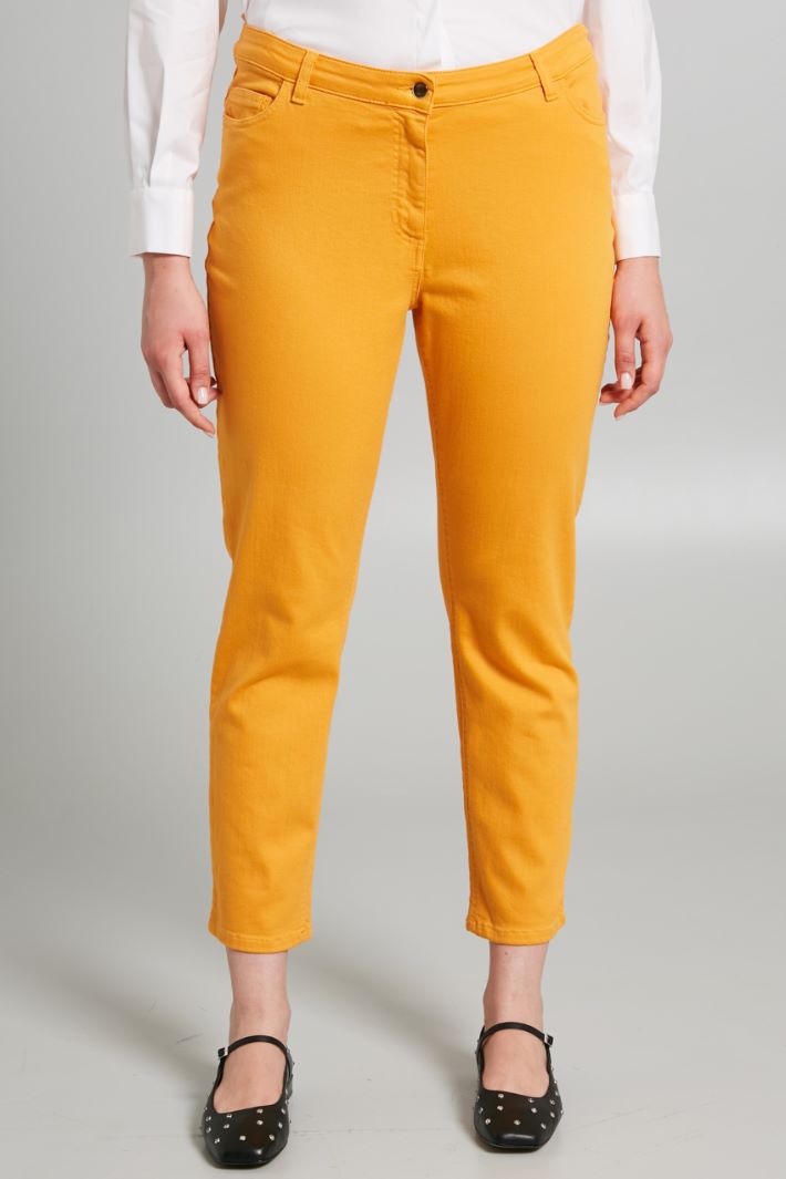 Pantaloni slim in drill - ARANCIONE - Fashion Market - 2