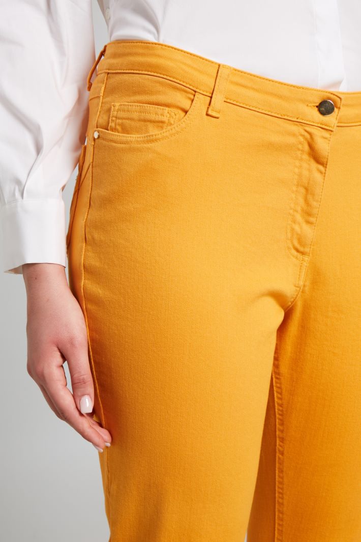 Pantaloni slim in drill - ARANCIONE - Fashion Market - 3