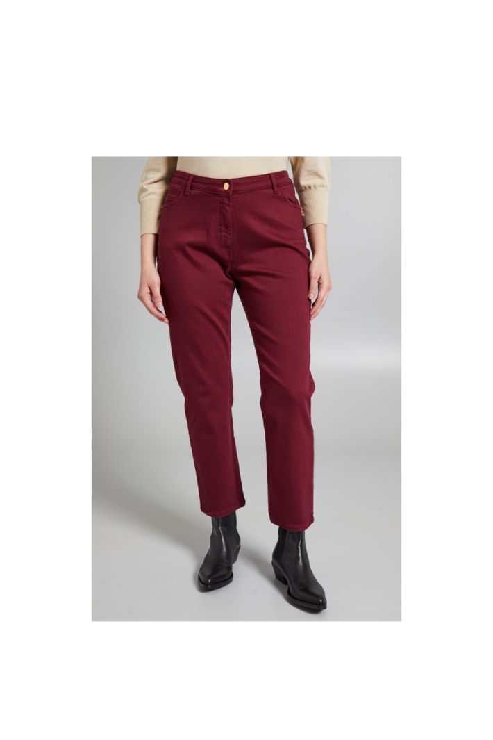 Pantaloni slim in drill - BORDEAUX - Fashion Market - 3