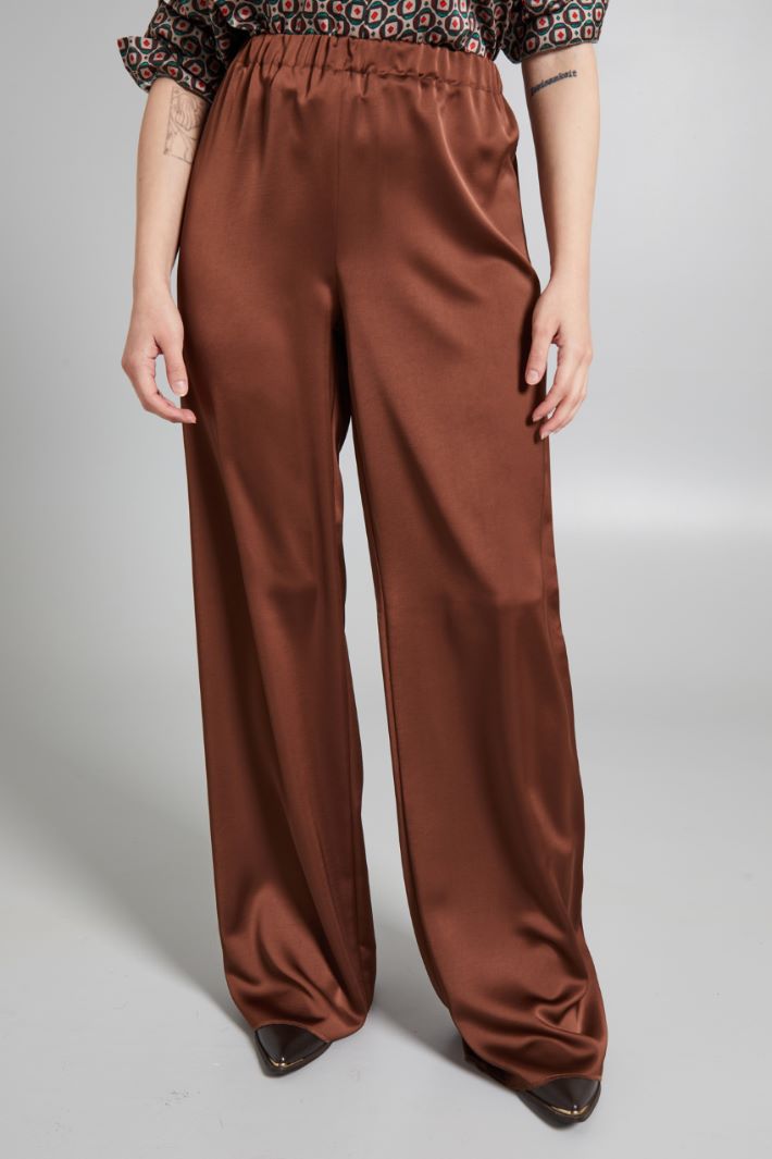 Pantaloni con elastico in vita - CIOCCOLATO - Fashion Market - 2