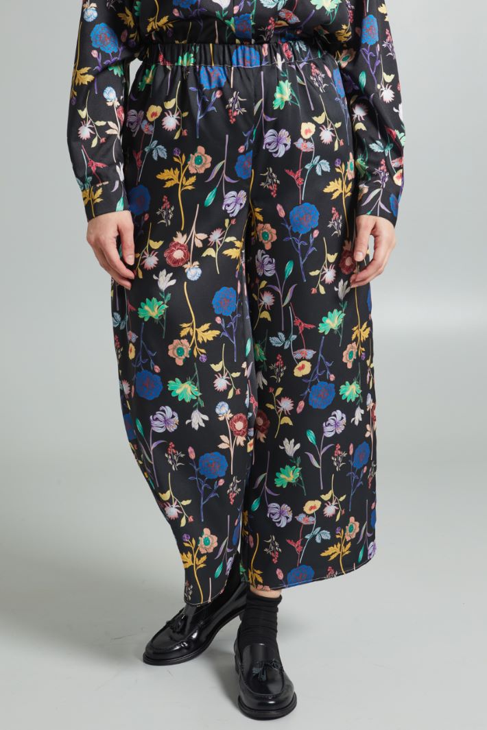 Pantaloni in twill stampato - NERO VERDE GIALLO - Fashion Market - 2