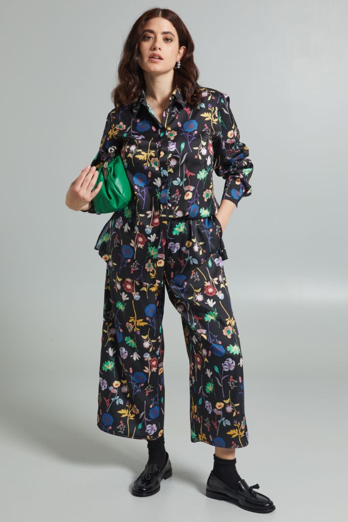 Pantaloni in twill stampato - NERO VERDE GIALLO - Fashion Market