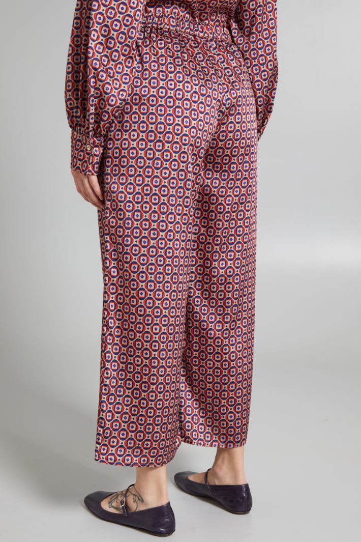 Pantaloni in twill stampato - ROSSO VIOLA BEIGE - Fashion Market - 4