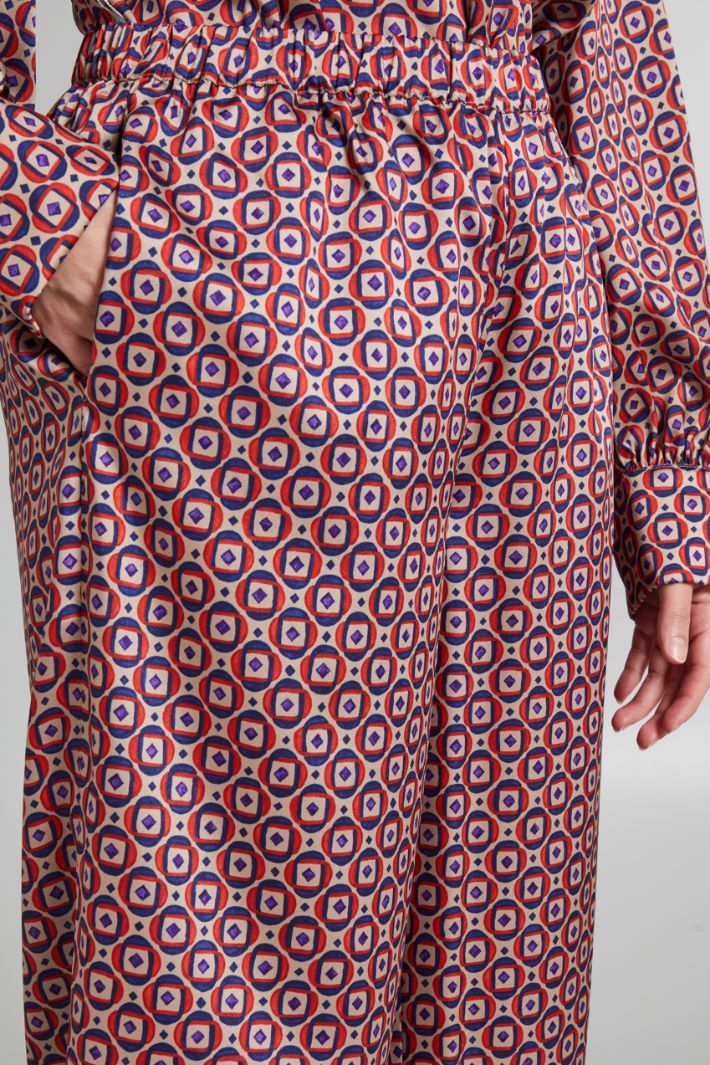 Pantaloni in twill stampato - ROSSO VIOLA BEIGE - Fashion Market - 3