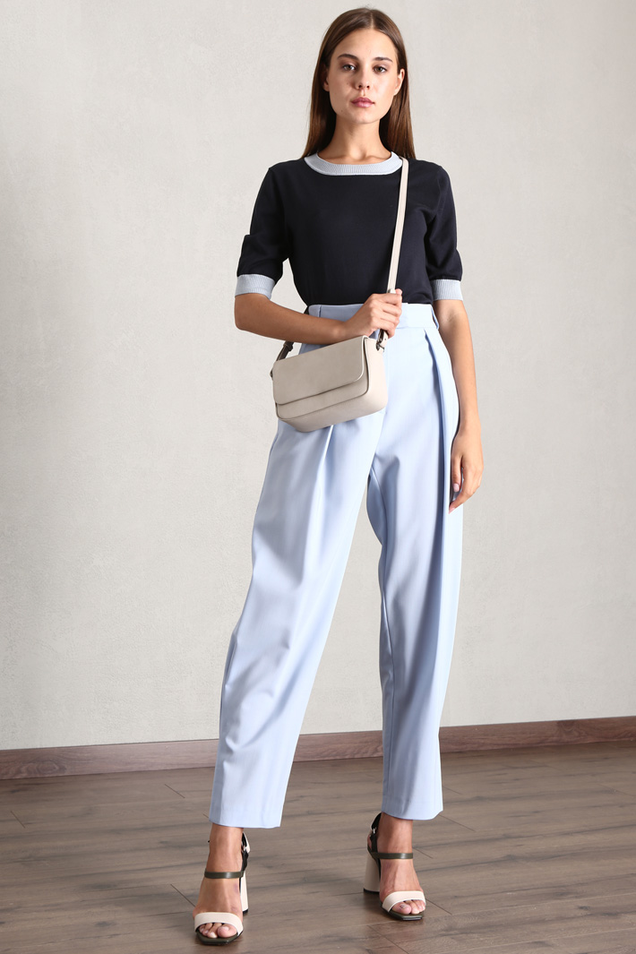 Pantaloni in tela di lana - CELESTE - Fashion Market - 4