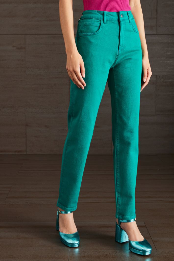 Pantaloni in drill - VERDE PAVONE - Fashion Market - 2