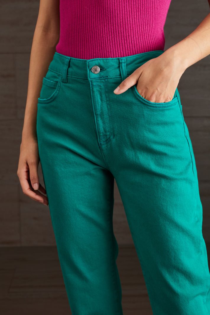 Pantaloni in drill - VERDE PAVONE - Fashion Market - 3