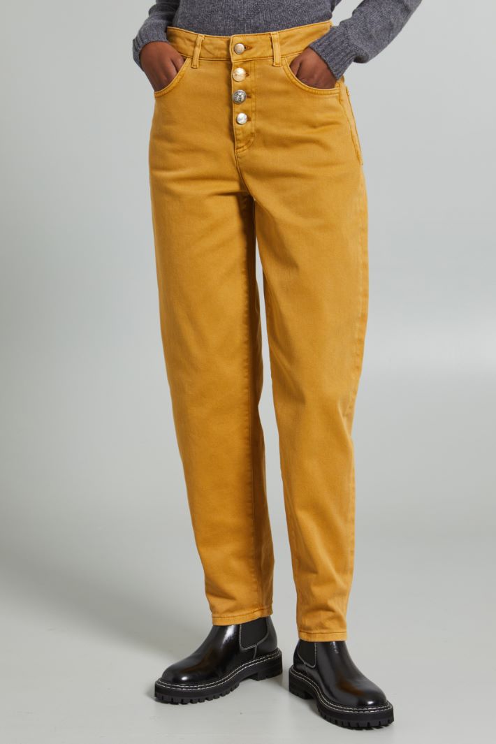 Pantaloni baggy con bottoni - SENAPE - Fashion Market - 2