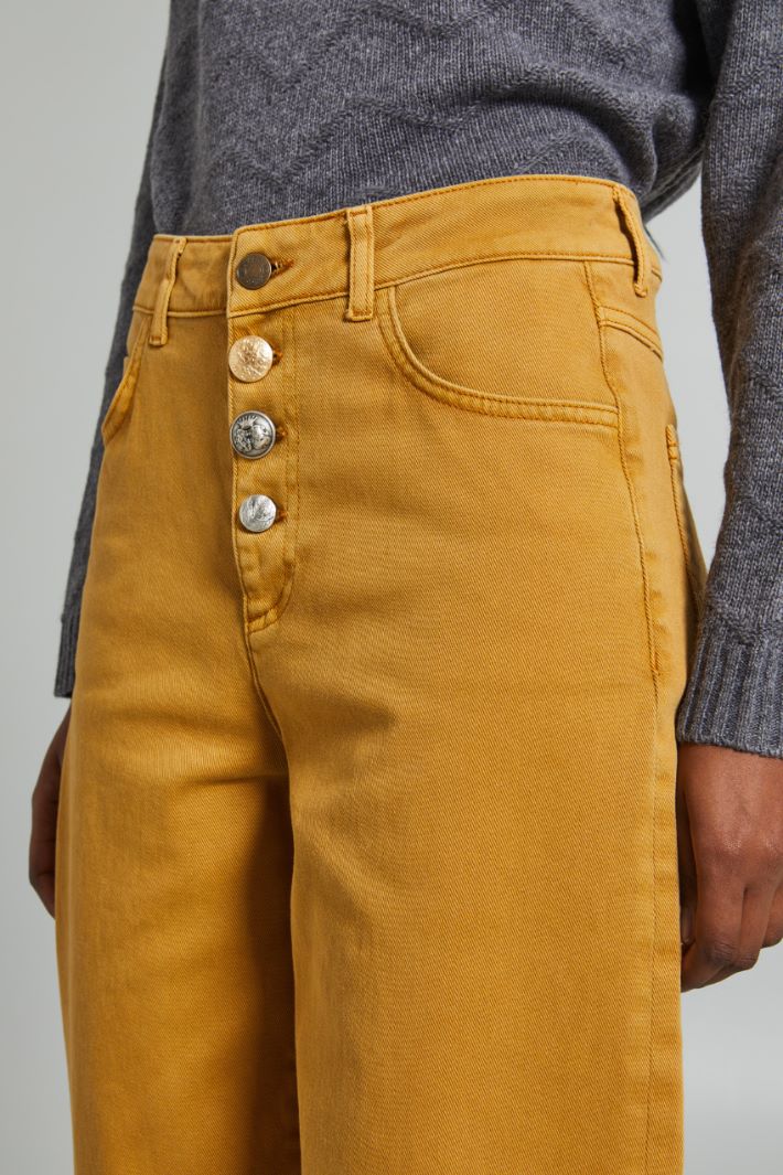 Pantaloni baggy con bottoni - SENAPE - Fashion Market - 3
