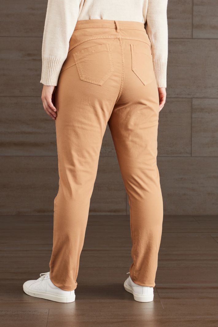 Pantaloni slim in cotone - CAMMELLO - Fashion Market - 4
