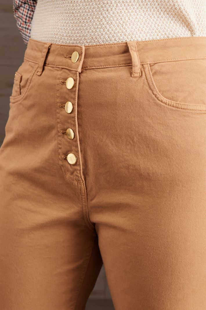 Pantaloni slim in cotone - CAMMELLO - Fashion Market - 3