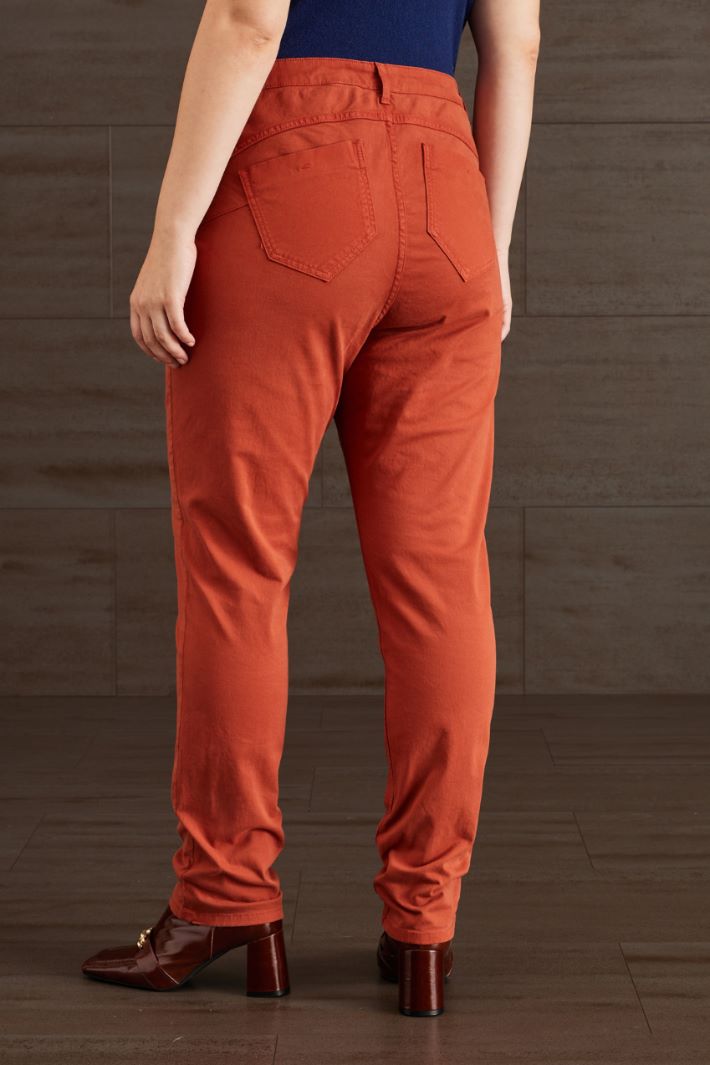Pantaloni slim in cotone - RUGGINE - Fashion Market - 4