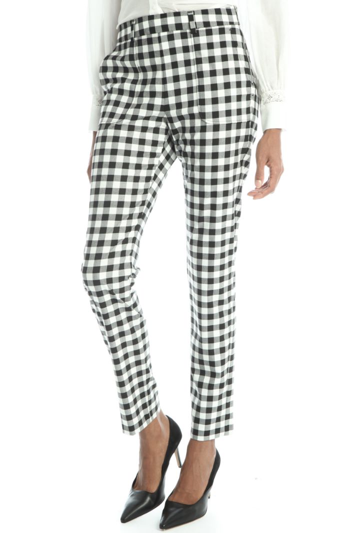 Pantaloni slim  in viscosa - NERO BIANCO - Fashion Market - 4