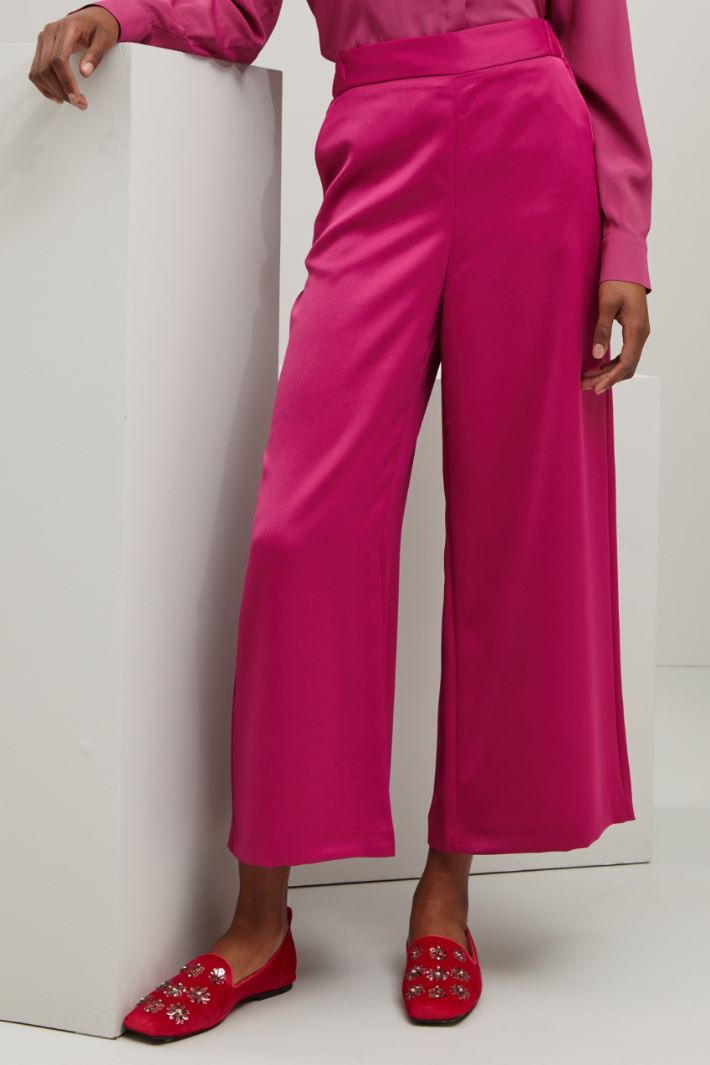 Pantaloni ampi in raso - CICLAMINO - Fashion Market - 2
