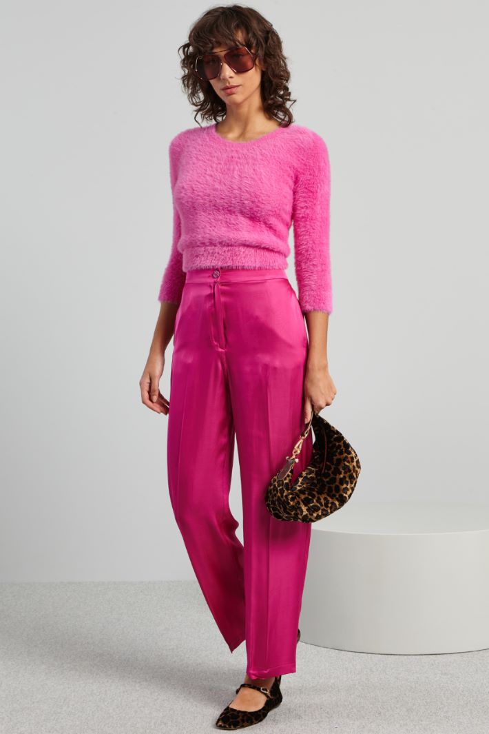 Pantaloni con elastico in vita - FUCSIA - Fashion Market