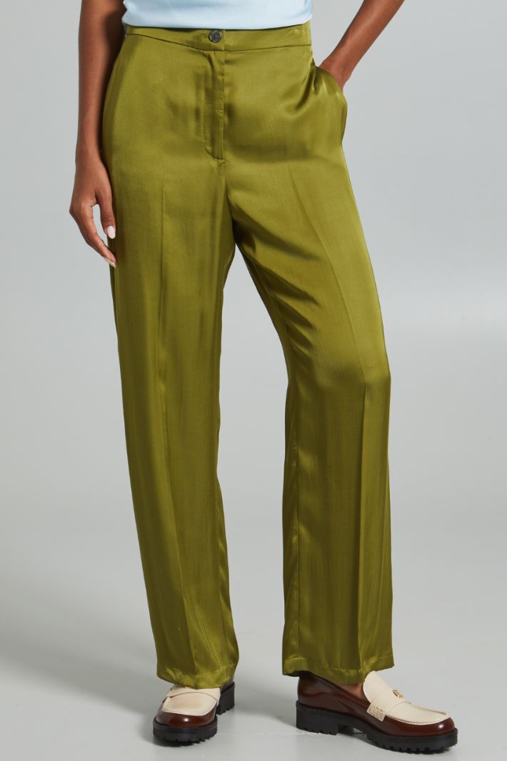 Pantaloni con elastico in vita - VERDE CHIARO - Fashion Market - 2