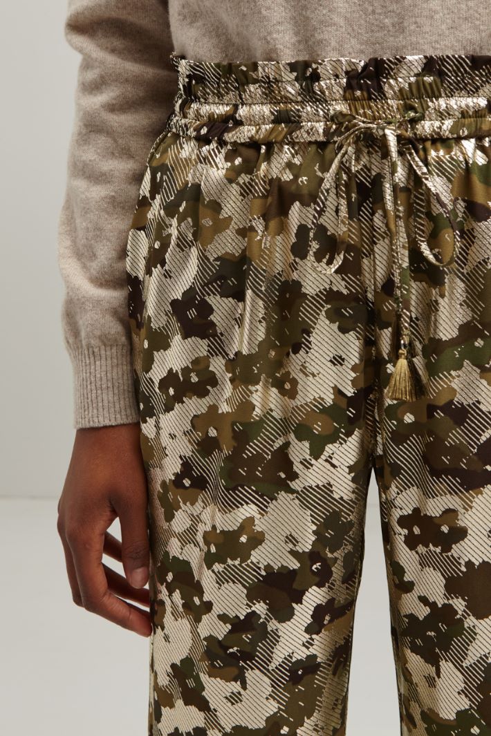 Jogger in georgette - VERDE KAKI ARGENTO - Fashion Market - 3