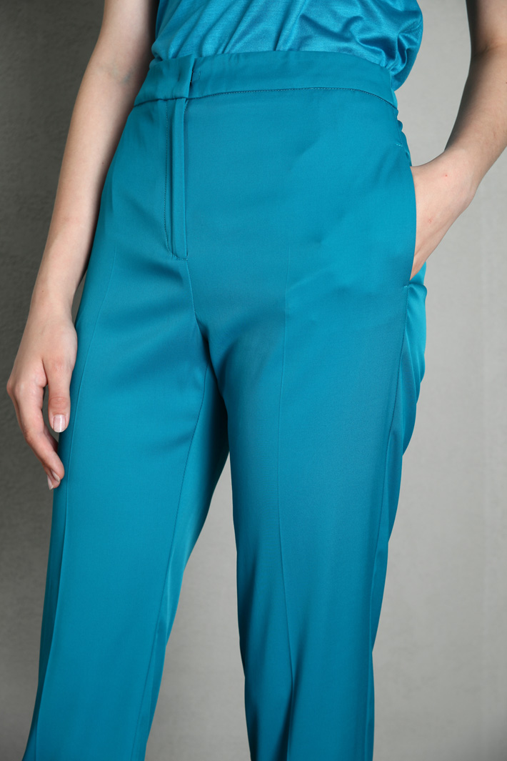 Pantaloni slim in gabardine - TURCHESE SCURO - Fashion Market - 3