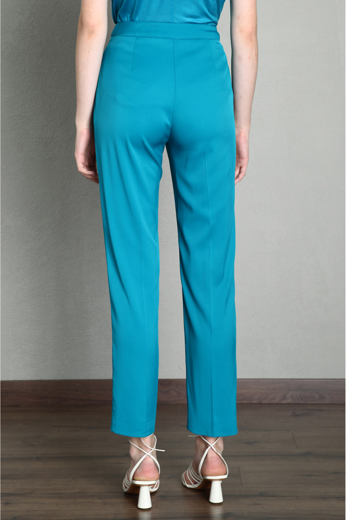 Pantaloni slim in gabardine - TURCHESE SCURO - Fashion Market - 2