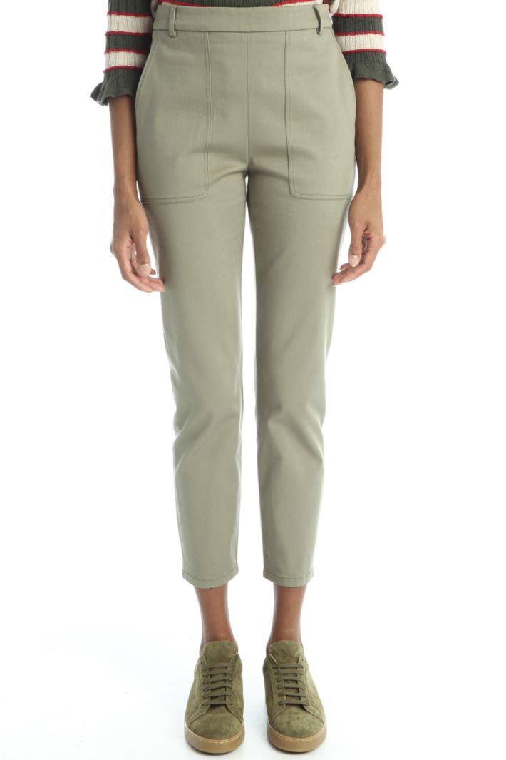 Pantaloni in cotone stretch - KAKI - Fashion Market - 4