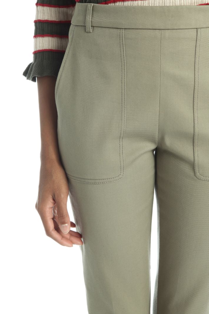 Pantaloni in cotone stretch - KAKI - Fashion Market - 3