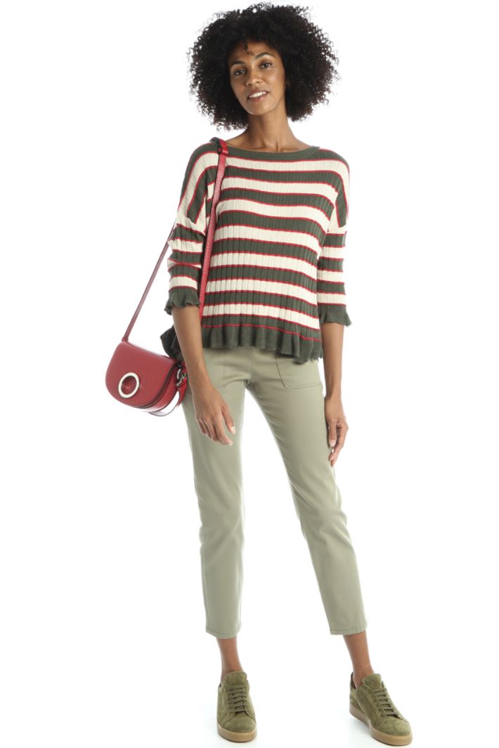 Pantaloni in cotone stretch - KAKI - Fashion Market