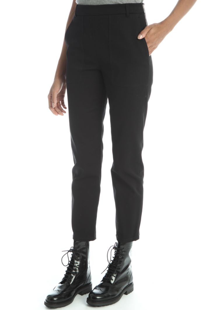 Pantaloni in cotone stretch - NERO - Fashion Market - 2