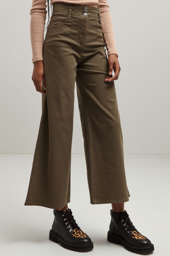 Pantaloni a gamba larga  - VERDE KAKI - Fashion Market - 2