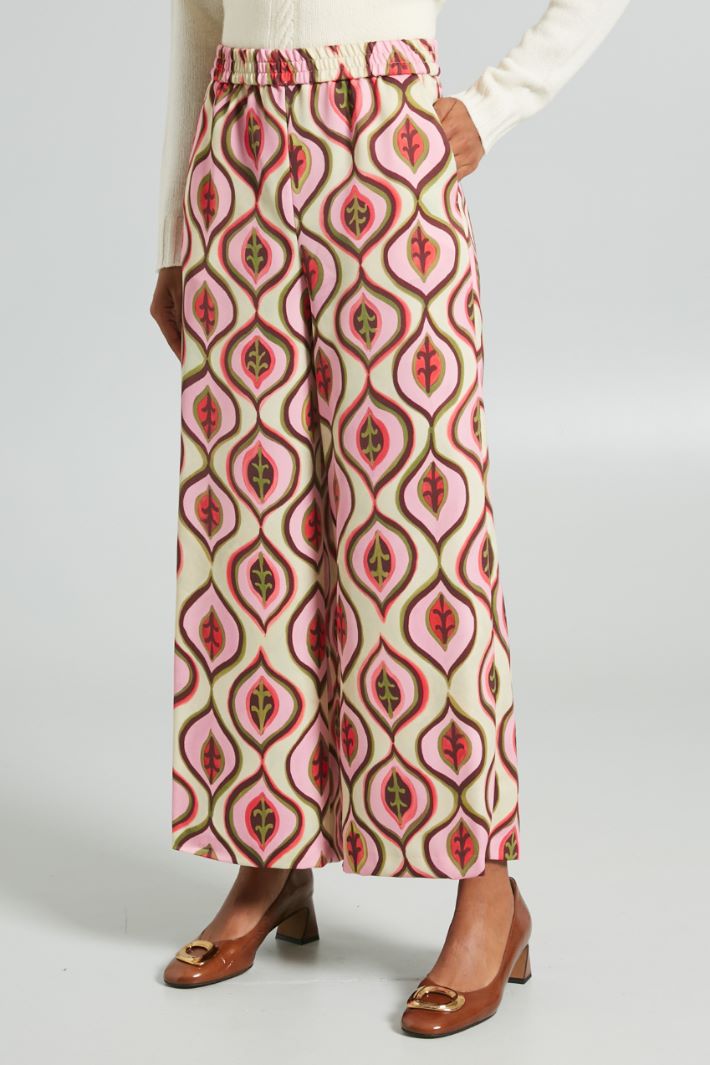 Pantaloni cropped in enver satin -  ROSA GIALLO VERDE - Fashion Market - 2