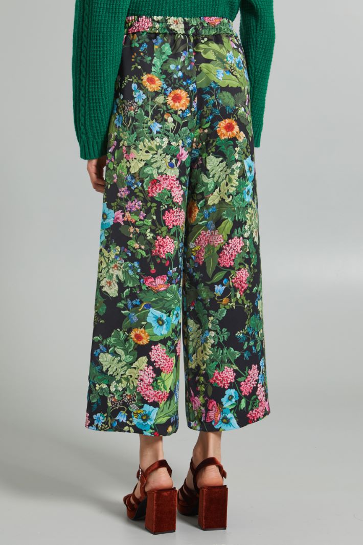 Pantaloni cropped in enver satin - VERDE NERO ROSA - Fashion Market - 4