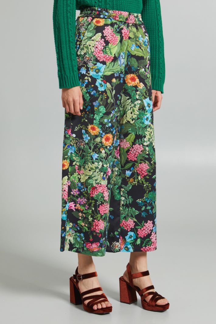 Pantaloni cropped in enver satin - VERDE NERO ROSA - Fashion Market - 2