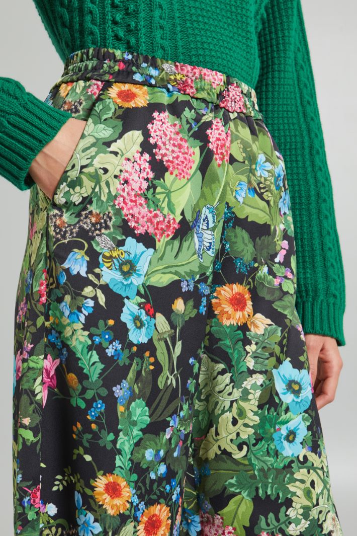 Pantaloni cropped in enver satin - VERDE NERO ROSA - Fashion Market - 3