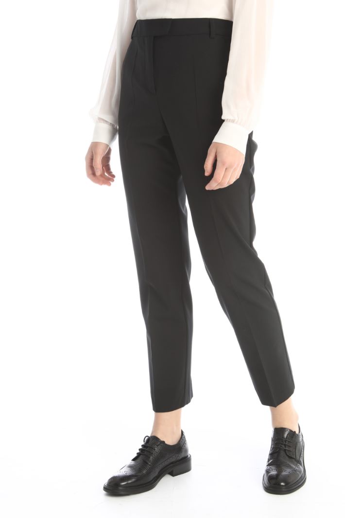 Pantaloni in tela di lana - NERO - Fashion Market - 4