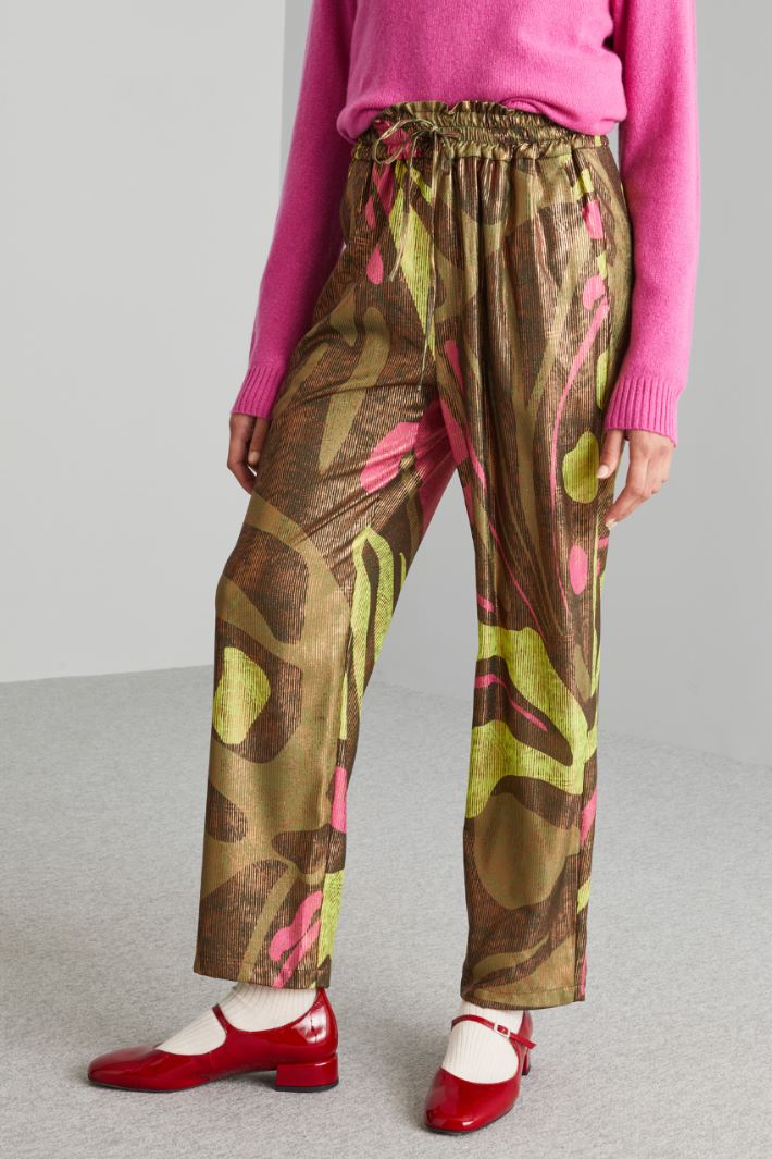 Pantaloni in crépe laminato - VERDE ROSA - Fashion Market - 4