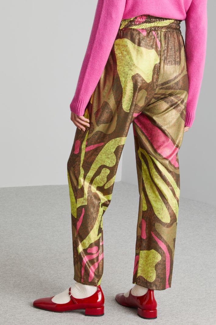 Pantaloni in crépe laminato - VERDE ROSA - Fashion Market - 2