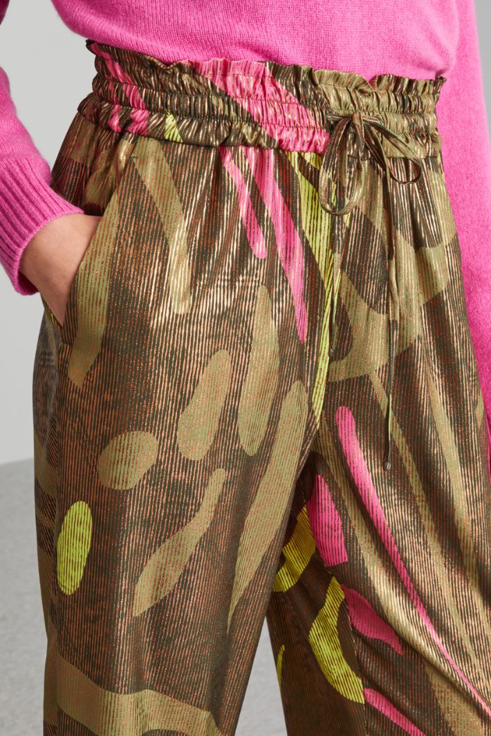 Pantaloni in crépe laminato - VERDE ROSA - Fashion Market - 3