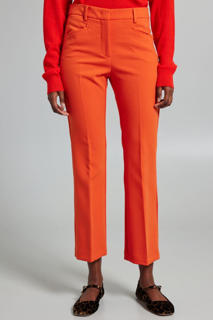 Pantaloni flare in doppia tela - ARANCIONE ZUCCA - Fashion Market - 2