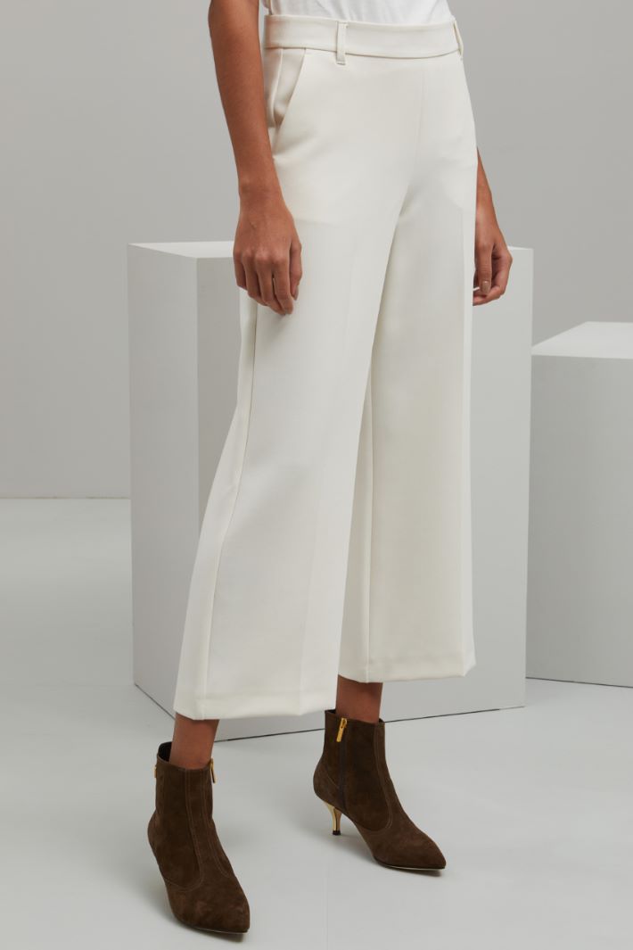 Pantaloni dritti in viscosa - BIANCO PANNA - Fashion Market - 4
