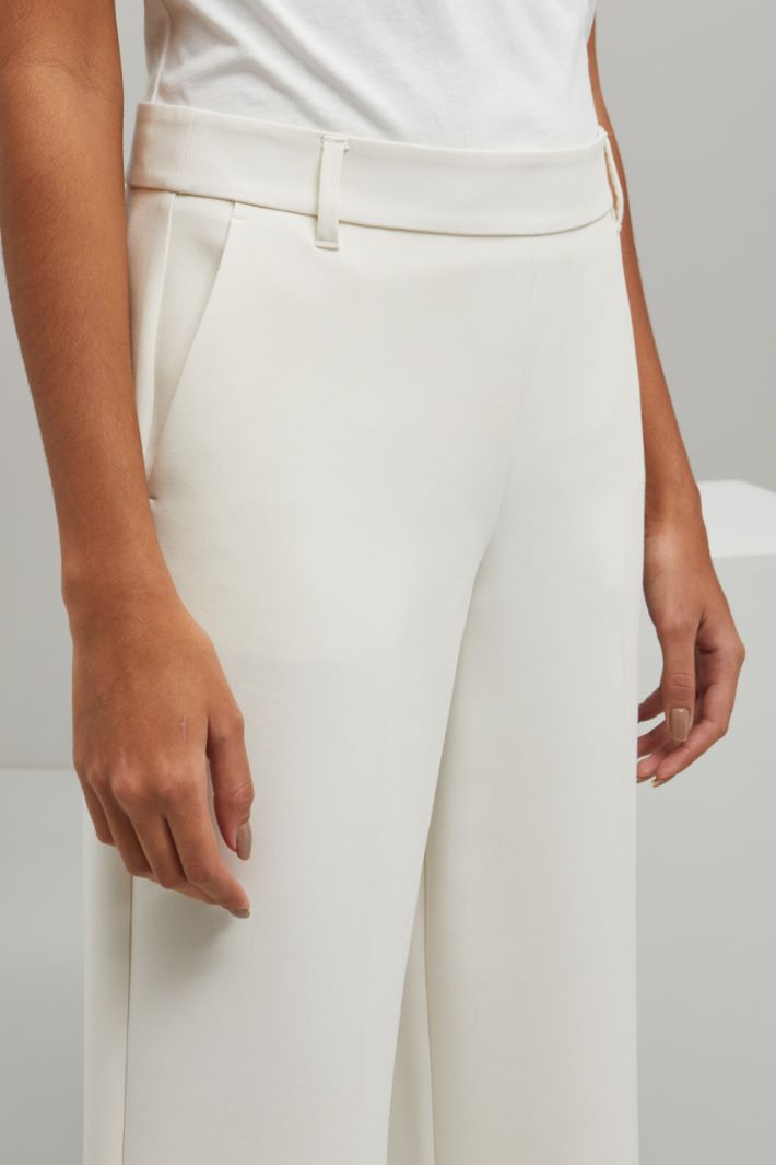 Pantaloni dritti in viscosa - BIANCO PANNA - Fashion Market - 2