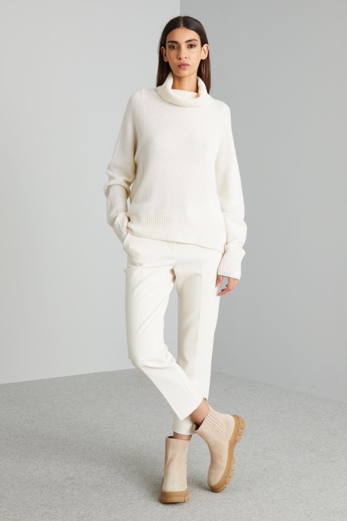 Pantaloni a sigaretta in tela - LATTE - Fashion Market