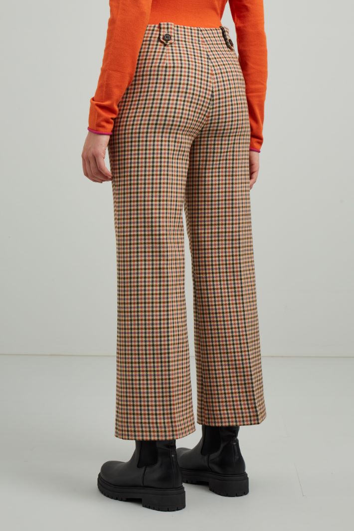 Pantaloni in cotone tinto filo - CAMMELLO NERO ARANCIONE - Fashion Market - 4