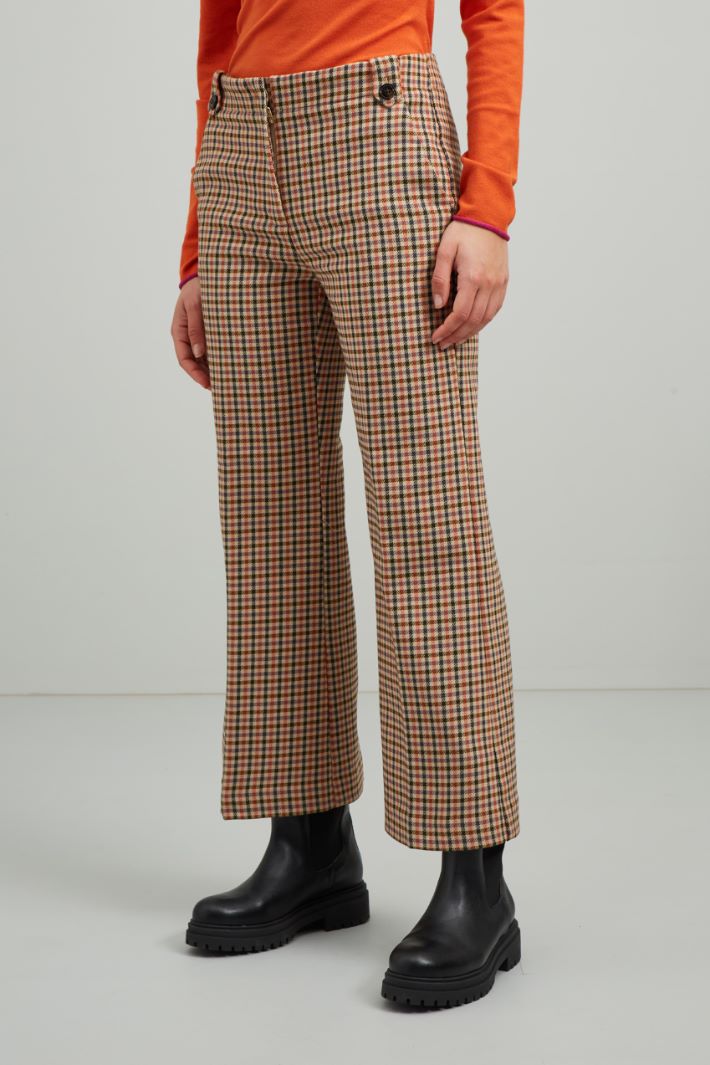Pantaloni in cotone tinto filo - CAMMELLO NERO ARANCIONE - Fashion Market - 2