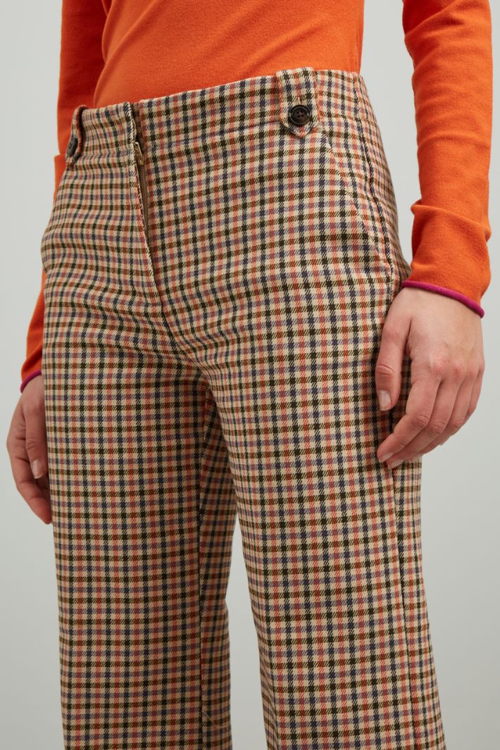 Pantaloni in cotone tinto filo - CAMMELLO NERO ARANCIONE - Fashion Market - 3