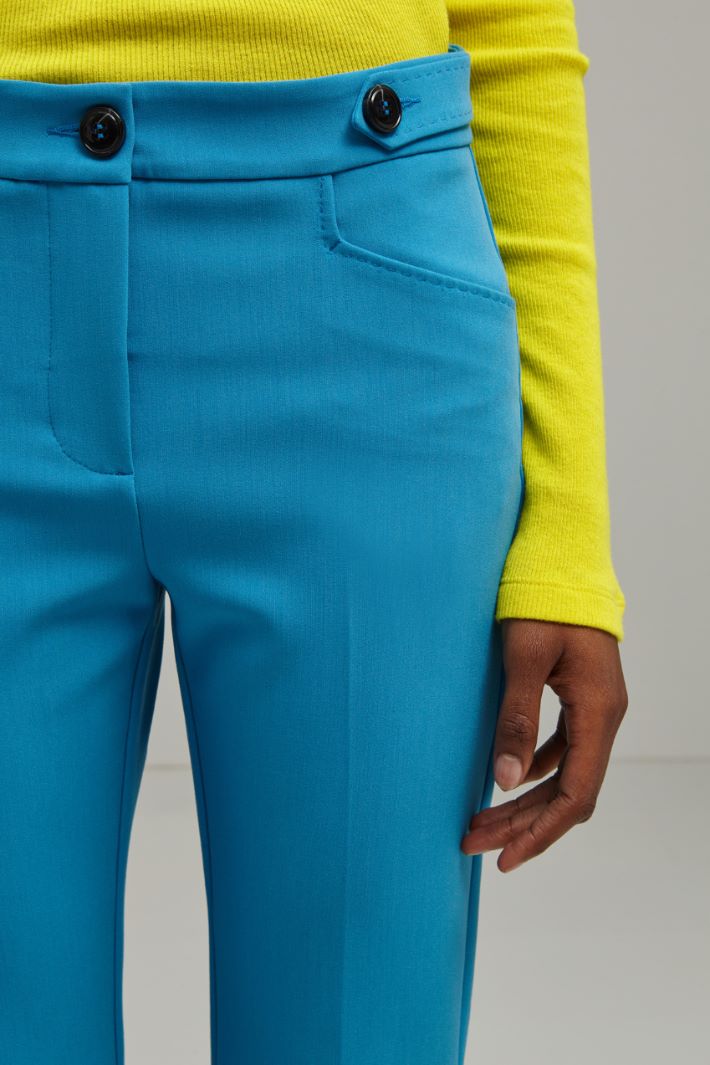Pantaloni in viscosa  - AZZURRO - Fashion Market - 3