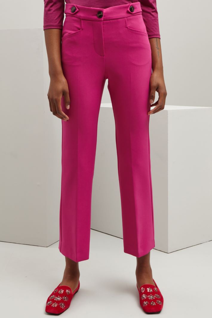 Pantaloni in viscosa  - CICLAMINO - Fashion Market - 4