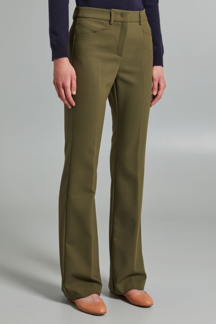 Pantaloni dritti in tela - VERDE OLIVA - Fashion Market - 4